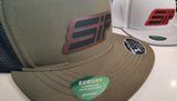 Custom Foam Front 5 Panel High Crown Mesh Back Trucker Hat (Leatherette Patch)
