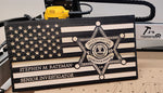 Personalized Ouachita Parish Sheriff Thin Blue Line Wood Flag