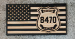 Personalized Houston Police Thin Blue Line Wood Flag