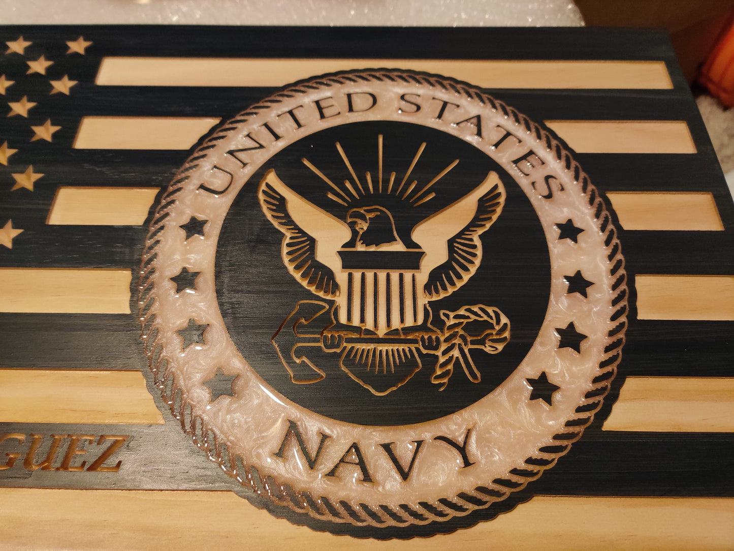 Personalized Navy Seal Wood Flag