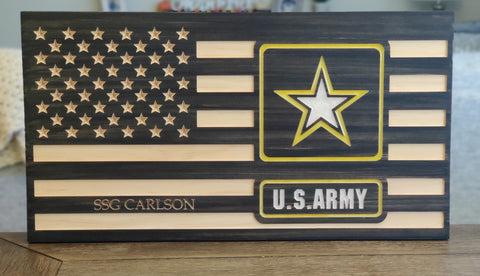Personalized Army Wood Flag