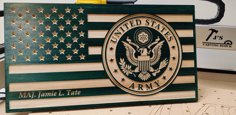 Personalized US Army Seal Wood Flag