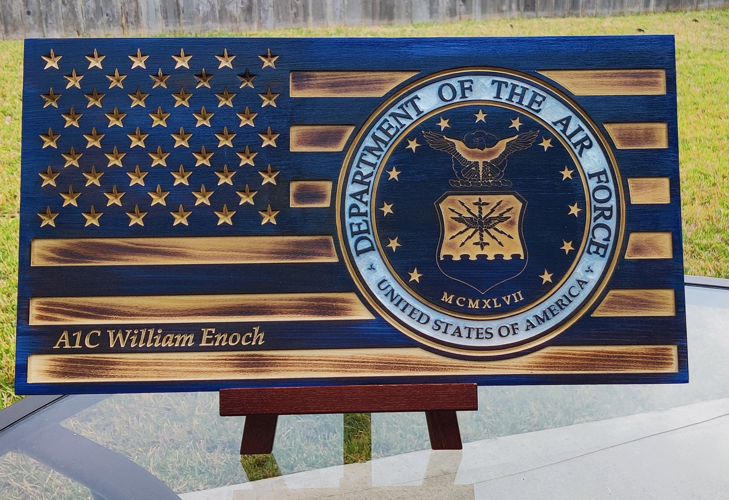 Personalized Alachua County Sheriff Thin Blue Line Wood Flag