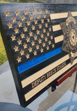 Personalized Harris County Sheriff Thin Blue Line Wood Flag