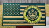 Personalized US Army Seal Wood Flag