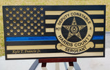 Personalized Harris County Constable Thin Blue Line Wood Flag