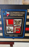 Personalized La Porte Fire Dept. Thin Red Line Wood Flag