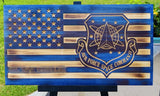 Personalized US Air Force Space Command Seal Wood Flag