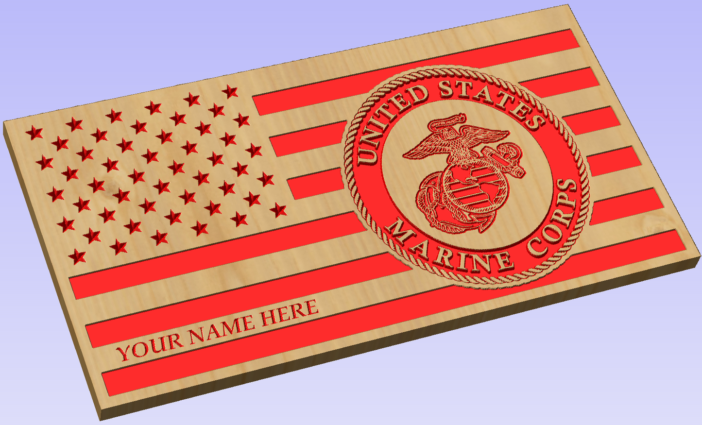 Personalized US Marines Wood Flag