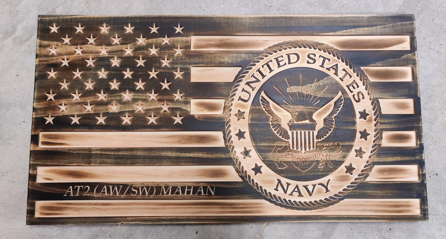 Personalized Navy Seal Wood Flag